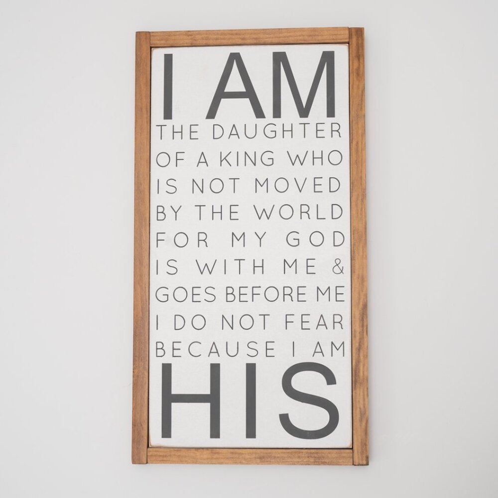 "I Am His" Framed Wood Sign Christian Wall Decor